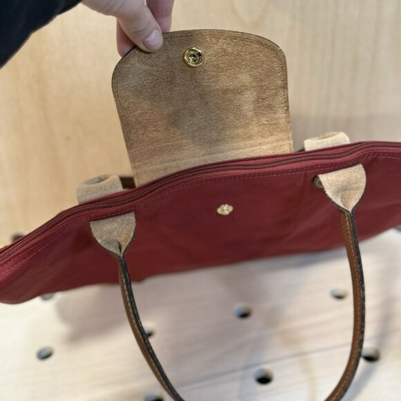 Longchamp Le Pliage Original M Tote bag Red Foldable Bordeaux Red EUC Purse - Picture 4 of 16